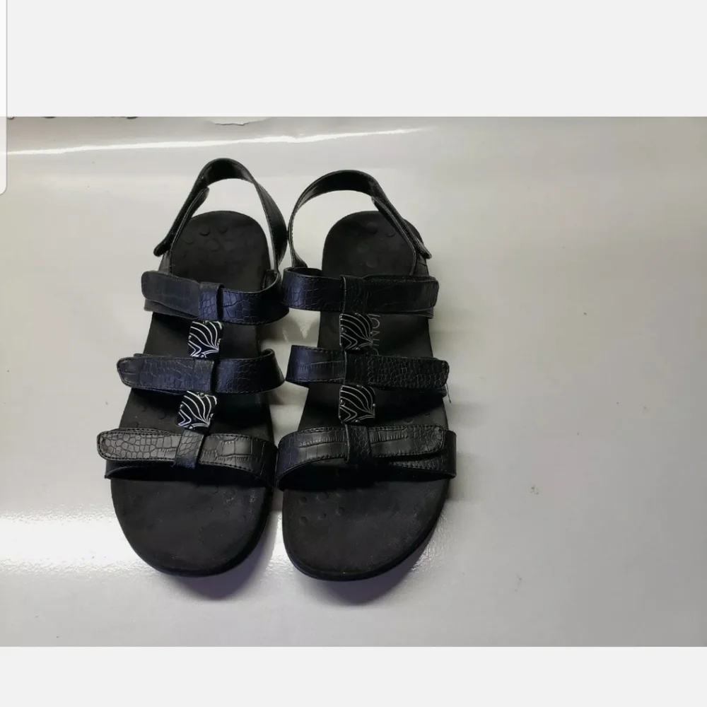 Vionic Sandals Size 10 Women's Amber Adjustable Orthaheel Black Comfort Shoes - Picture 2 of 9